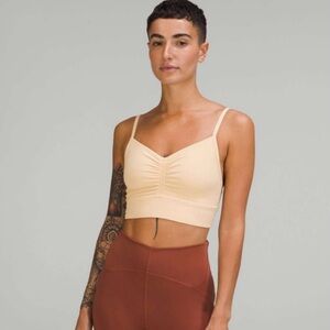 Lululemon nulu front gather sports bra. Like new. 6. Yellowish-tan